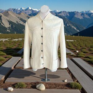 Arber Strickmoden Jacket Ivory New Wool Tyrolean Cardigan Size 46